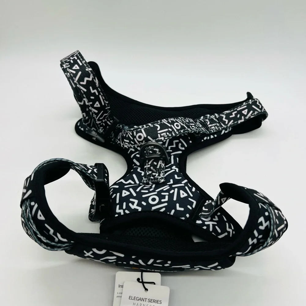 Dogness Dog Harness Elegant Series - Black & White Pattern Size XL NWT